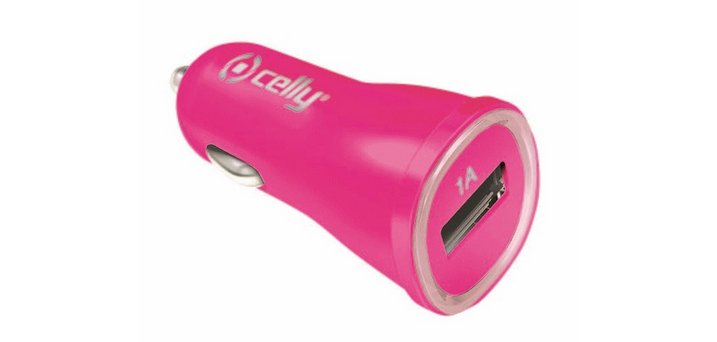 Celly CCUSBPK Caricabatterie per dispositivi mobili Universale Rosa Accendisigari Auto