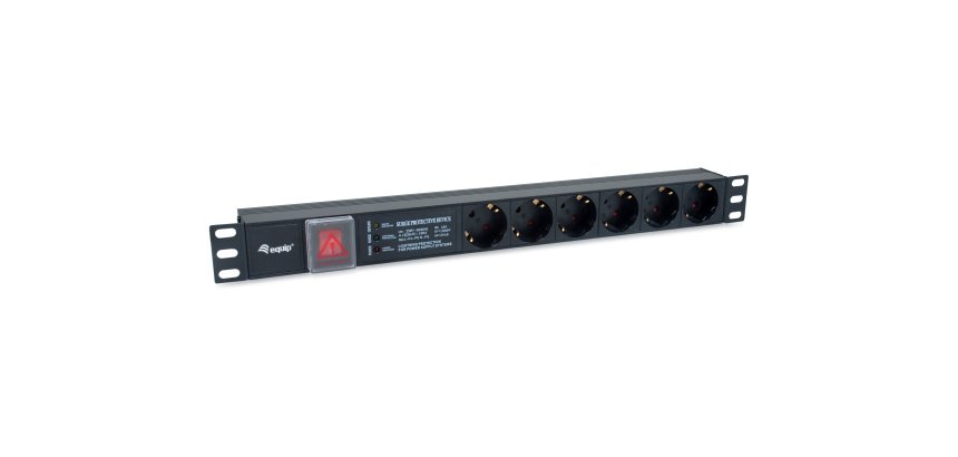 Equip 6-Outlet German Power Distribution Unit, with Surge Protection, Integrated line fitler