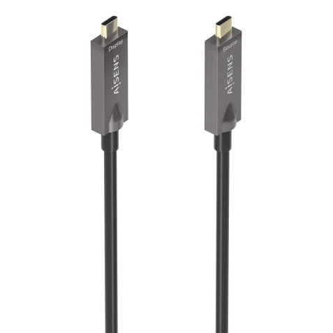 AISENS - Cable USB 3.1 Gen2 10Gbps AOC 4K@60Hz 3A 60W E-Marker, tipo USB-C/M-USB-C/M, Negro, 15m