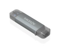 AISENS Lector de Tarjetas SD, Micro SD, MMC, RS-MMC, MMC Micro, USB-A y USB-C, Gris