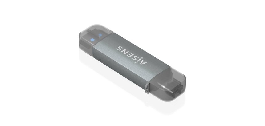 AISENS Lector de Tarjetas SD, Micro SD, MMC, RS-MMC, MMC Micro, USB-A y USB-C, Gris