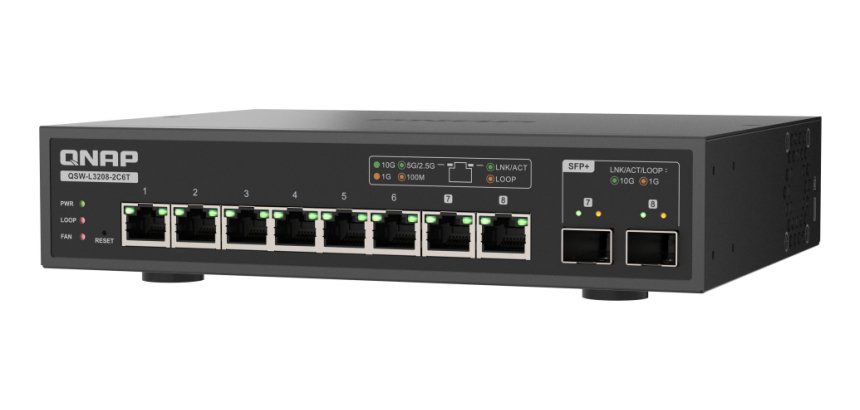QNAP QSW-L3208-2C6T commutateur réseau Géré L2 10G Ethernet (100/1000/10000) Bureau Noir