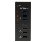 StarTech.com Hub USB 3.0 (5Gbps) Alimenté de 4 ports avec Station de Recharge de 3 ports USB (2 x 1A, 1 x 2A) - Fixation Murale