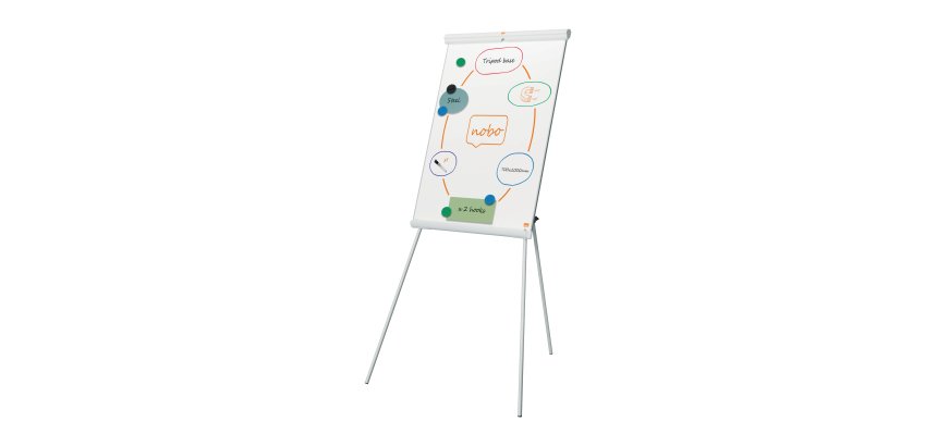Chevalet conference nobo premium plus trepied surface  magnetique acier laque        tableau effacable 70x100cm