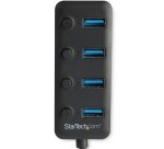 StarTech.com Hub USB 3.0 4 Ports -USB-A vers 4x USB 3.0 Type-A avec 1x Interrupteur On/Off par Port- SuperSpeed USB 3.2 Gen 1 (5Gbps) - Alimenté par Bus - Portable - Câble 25 cm