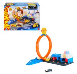 Hot Wheels City Super Police Station Playset with 1:64 Scale Police Toy Car & Adjustable Track Loop
