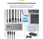 StarTech.com Station d'Accueil USB-C Triple Écrans 4K (2x 4K 60Hz, 1x 4K 30Hz), Alimentation 100W, 6 Ports USB (10 Gbps), Gigabit Ethernet, DisplayPort + HDMI, Station d'Accueil pour PC Windows Sans Pilote