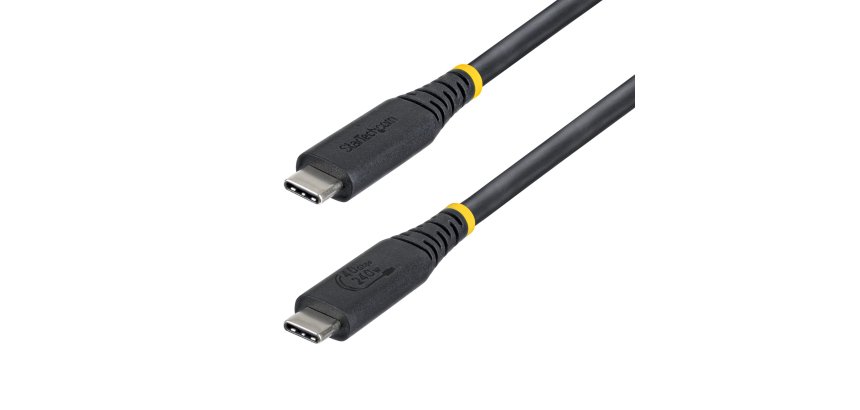 StarTech.com Câble USB4 de 50cm, 40 Gbps, Câble USB-C Certifié USB-IF, 240 W PD, 8K 60Hz/4K 240Hz DP2.1 DP40, Gaine TPE, Compatible Thunderbolt 4 - Cordon USB-C Noir