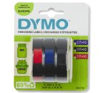 DYMO Authentic Embossing Labels | 9mm x 3m | BlackBlue & Red Self-Adhesive Labelling Tape | for Embossing Label Makers | 3 Count | Made in Europe