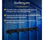 StarTech.com 1U 19" Cable Management Organizer - D Ring Hook Network/Server Rack Cord Manager - Data Center Horizontal Wire Panel with Passthrough Holes w/Mounting HW - EIA/ECA-310-E