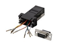 Adaptador Conversor Modular DB9 Serie a RJ45 Hembra a Hembra, DB-9, RJ-45, Negro