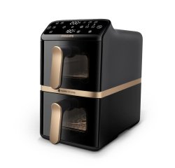 Philips Serie 4000 Airfryer doppio cestello Verticale, Friggitrice ad aria da 10L, 13 metodi di cottura, Rivestimento ceramica PFAS Free, Pulizia in lavastoviglie, App ricette, NA462/70