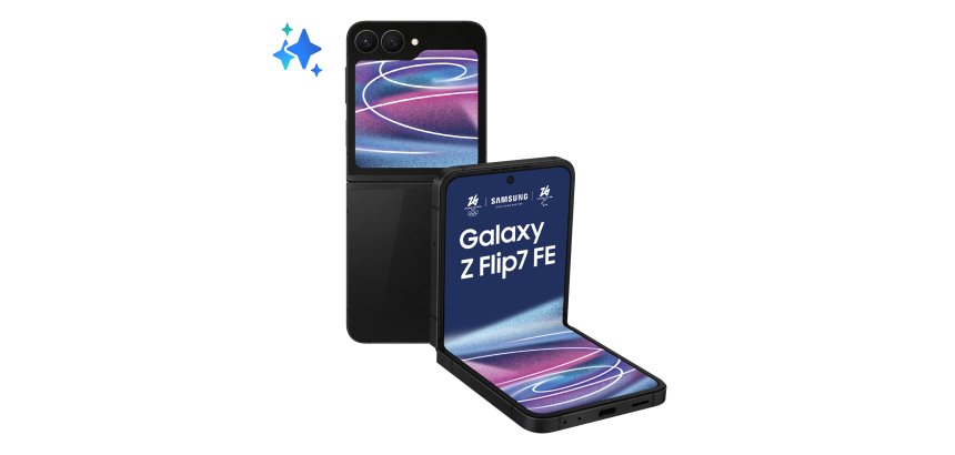 Samsung Galaxy Z Flip7 FE Smartphone AI, RAM 8GB, 256GB, Display 3,4" Super AMOLED/6,7" Dynamic AMOLED 2X, Fotocamera 50MP, Black