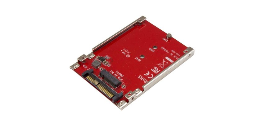 StarTech.com Tarjeta Adaptador PCI Express M.2 a U.2 SFF8639 para SSD NVMe M.2 - Conversor para SSD M.2 - Tarjeta Anfitrión para SSD M.2 - Convertidor de Unidad M.2 PCIe a 2,5" - Rojo