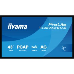 iiyama T4329AS-B1AG Écran d'affichage dynamique Écran plat interactif 108 cm (42.5") LED Wifi 500 cd/m² 4K Ultra HD Noir Écran tactile Intégré dans le processeur Android 24/7