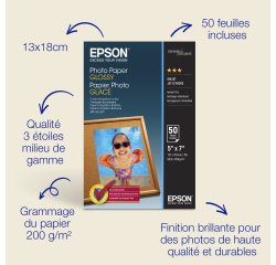 Epson - papier photo - brillant - 50 feuille(s) - 127 x 178 mm - 200 g/m²