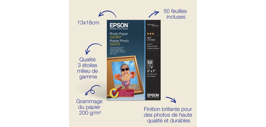 Epson - papier photo - brillant - 50 feuille(s) - 127 x 178 mm - 200 g/m²