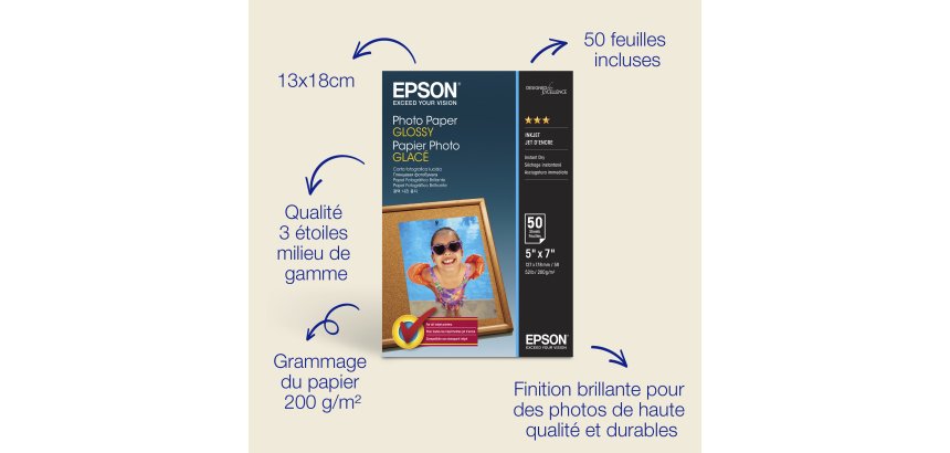 Epson - papier photo - brillant - 50 feuille(s) - 127 x 178 mm - 200 g/m²