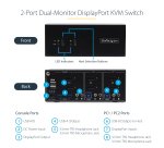 StarTech.com 2-Port Dual-Monitor DisplayPort KVM Switch, 4K 60Hz, 2x USB 5Gbps Hub Ports, 2x USB 2.0 HID Ports, Hotkey and Push-Button Switching, TAA Compliant - ESD Level 3 Protection