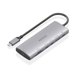 AISENS USB-C Dock 7 en 1, USB-C a 1xHDMI, 1xUSB-A 10G, 2xUSB-C 10G, 1xSD, 1xMicroSD, 1xUSB-C PD 100W, Gris, 20cm