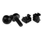 StarTech.com Lot de 50 Vis M6 de 12mm, Écrous Cage à Trou Carré et Outil d'Installation, Kit de Fixation pour Baies de Serveurs, Armoires et Boîtiers de 19" ou 10", Noir - TAA
