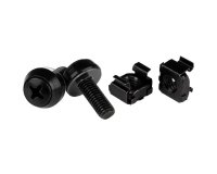 StarTech.com Lot de 50 Vis M6 de 12mm, Écrous Cage à Trou Carré et Outil d'Installation, Kit de Fixation pour Baies de Serveurs, Armoires et Boîtiers de 19" ou 10", Noir - TAA