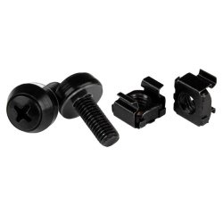 StarTech.com Lot de 50 Vis M6 de 12mm, Écrous Cage à Trou Carré et Outil d'Installation, Kit de Fixation pour Baies de Serveurs, Armoires et Boîtiers de 19" ou 10", Noir - TAA