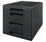 Bloc de classement leitz plastique recycle 4 tiroirs   coloris noir