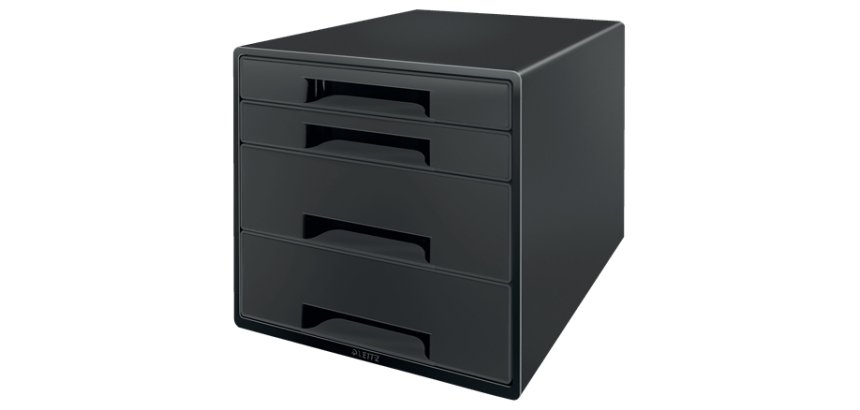 Bloc de classement leitz plastique recycle 4 tiroirs   coloris noir