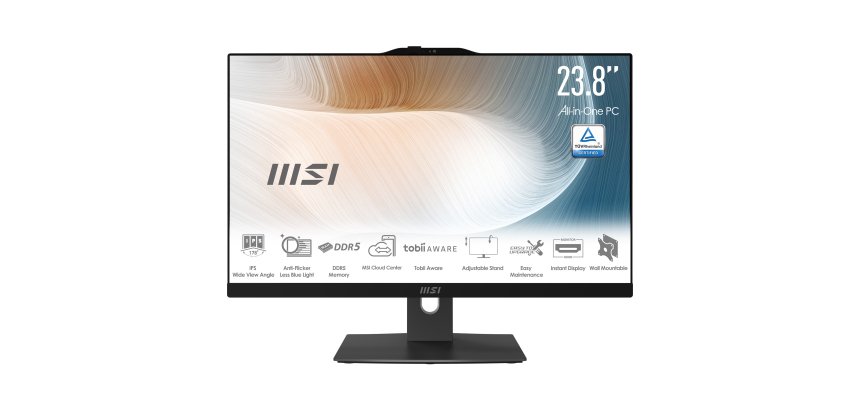 MSI Modern AM242TP 1M-2267XEU Intel Core 5 120U 60,5 cm (23.8") 1920 x 1080 Pixel PC All-in-one 8 GB DDR5-SDRAM 512 GB SSD Wi-Fi 6E (802.11ax) Nero