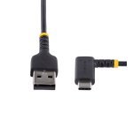 StarTech.com 15cm USB-A naar USB-C Laadkabel, Robuuste Haakse Fast Charge & Sync Kabel, 3A, USB 2.0, TPE Mantel en Aramidevezels - Zwarte USB Oplaadkabel