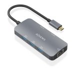 AISENS USB-C Dock 6 En 1, USB-C a 1xHDMI, 1xRJ45, 3xUSB-A, 1xUSB-C PD, Gris, 15cm