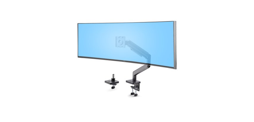 StarTech.com Monitor Desk Mount for up to 49in 32:9 Ultrawide Curved Screens, Mechanical Spring Arm, C-Clamp/Grommet, Tool-Less Adjustment, Max 44lb/20kg