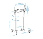 TooQ LUX Soporte de Suelo con Ruedas y Regulación Eléctrica de Altura para Pantallas 55"-100", Negro