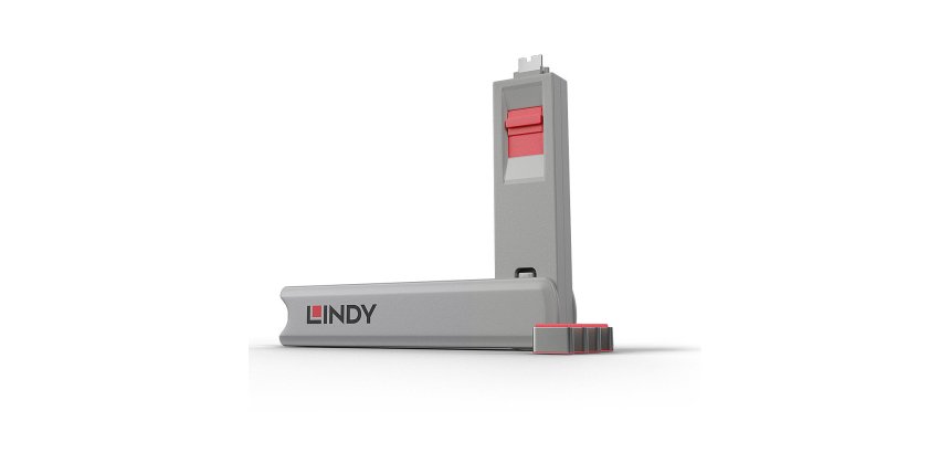 Lindy 40425 bloqueador de puerto Bloqueador de puerto + clave USB Tipo C Rosa 5 pieza(s)