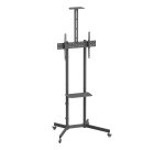 AISENS Soporte De Suelo Eco Con Rueda, Bandeja Para DVD Y Soporte De Cámara Para Monitor/TV 45kg De 37-70, Negro