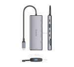 AISENS USB-C Dock 7 en 1, USB-C a 1xHDMI, 1xUSB-A 10G, 2xUSB-C 10G, 1xSD, 1xMicroSD, 1xUSB-C PD 100W, Gris, 20cm