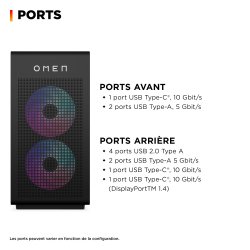 HP OMEN 35L Gaming Desktop GT16-1007nf PC AMD Ryzen™ 7 9800X3D 64 Go DDR5-SDRAM NVIDIA GeForce RTX 5070 Windows 11 Home Tower Noir