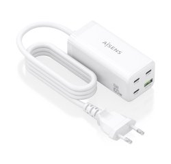 AISENS Cargador Sobremesa GaN 100W, 3x USB-C PD3.0 QC4.0 QC5.0, 1x USB-A QC3.0, Blanco
