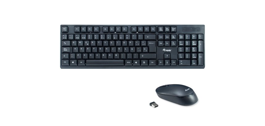 Equip 245221 teclado Ratón incluido Oficina RF inalámbrico QWERTY Español Negro