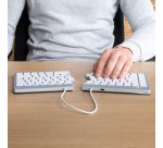 R-Go Tools Clavier ergonomique R-Go Split Break avec logiciel de pause, clavier ergonomique divisé, AZERTY (FR), bluetooth, blanc