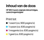 HP 953 4-pack originele inktcartridges, cyaan/magenta/geel