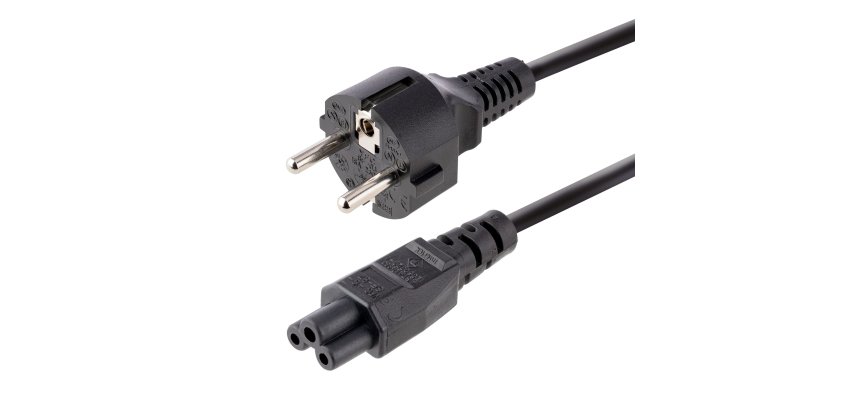 StarTech.com Cable de 3m de Alimentación de Repuesto para Ordenador Portátil, EU Schuko a C5, 2,5A 250V, 18AWG, para Cargador de Portátiles, Hoja de Trébol/Mickey Mouse
