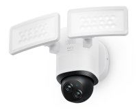 Eufy Security Floodlight Camera E340 con cable, giro de 360° e inclinación, grabación ininterrumpida, Wi-Fi de doble banda, 2000 lúmenes, activada por movimiento, cámara doble, compatible con HomeBase 3, almacenamiento local, sin cuota mensual