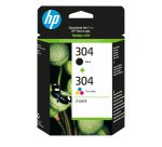 HP 304 - 2-pack - color (cyan, magenta, yellow), pigmented black - original - ink cartridge