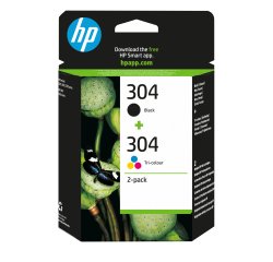 HP 304 - pack de 2 - couleur (cyan, magenta, jaune), noir pigmenté - original - cartouche d'encre