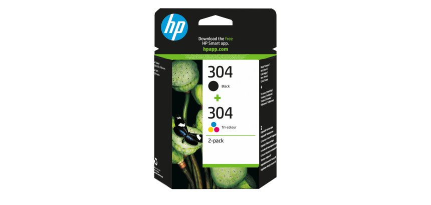 HP 304 - 2-pack - color (cyan, magenta, yellow), pigmented black - original - ink cartridge