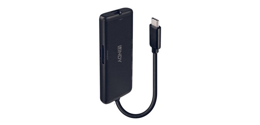Lindy 43358 base para portátil y replicador de puertos Alámbrico USB 3.2 Gen 1 (3.1 Gen 1) Type-C Negro