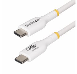 StarTech.com 3m USB-C Laadkabel, Charge & Sync, 240W (5A) PD EPR, USB 2.0, Laptop Type C Laadkabel, USB-IF Gecertificeerd, TPE Mantel - Witte USB-C Oplaadkabel