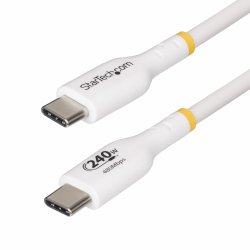 StarTech.com Câble de Charge USB-C de 2m, Charge et Synchronisation, 240W (5A) PD EPR, Câble de Charge USB 2.0 pour Ordinateur Portable, Certifié USB-IF , Gaine TPE - Cordon de Charge USB C Blanc